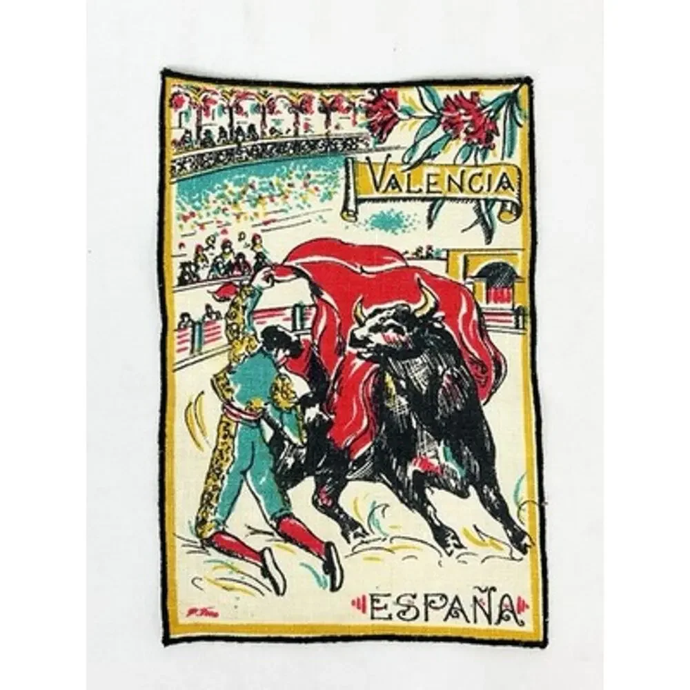 Vtg Styled by Dewan Linen Cocktail Napkins Set of 4 Spain Bullfighting Matador
